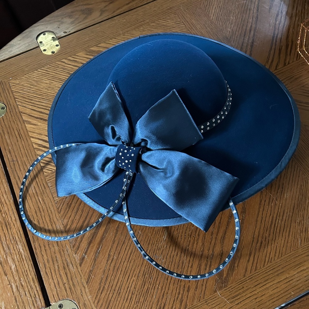 Vintage Cobalt Blue Wide Brim Hat - Picture 2 of 10